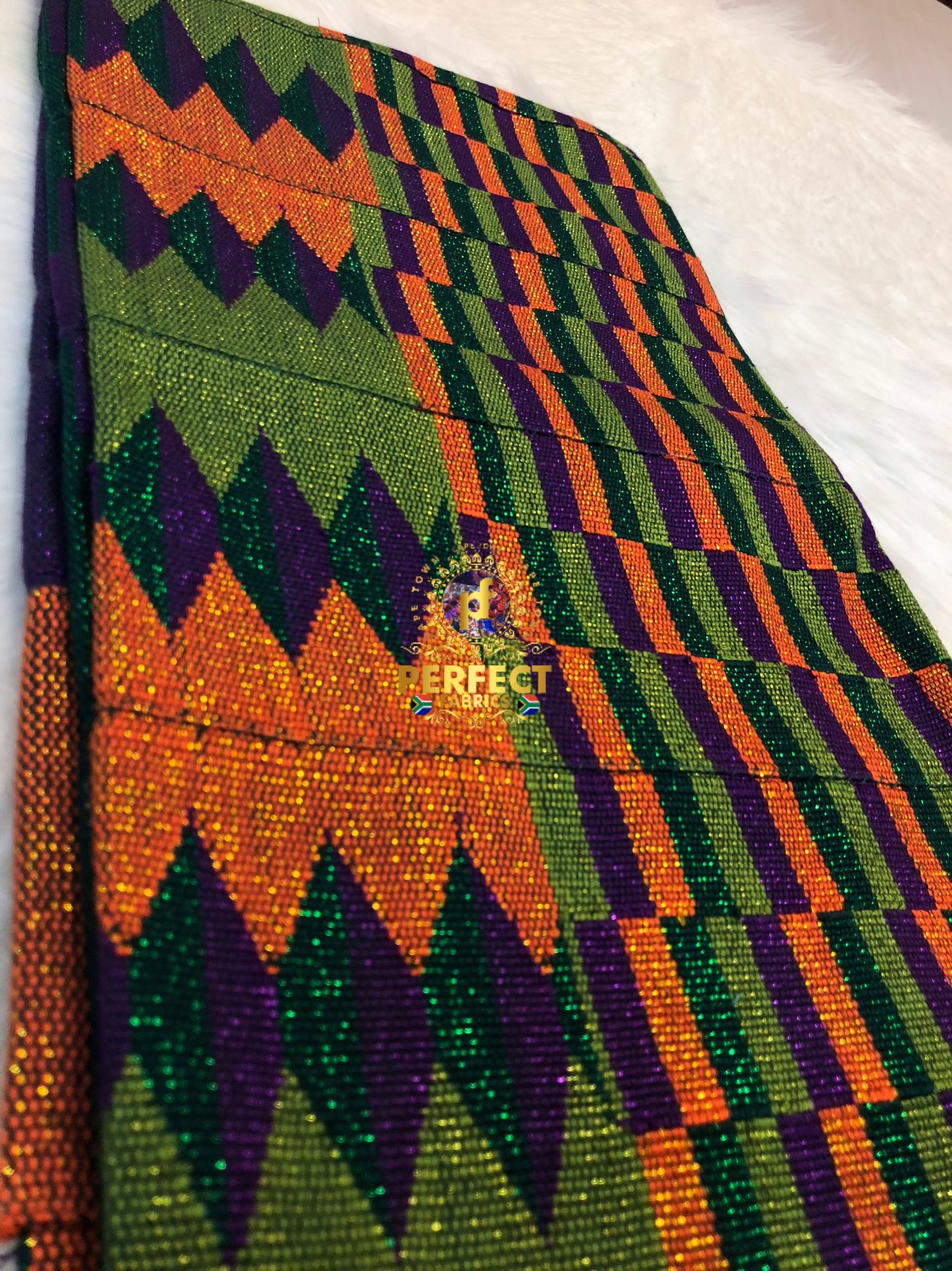Green, Orange & Purple Ashanti Kente