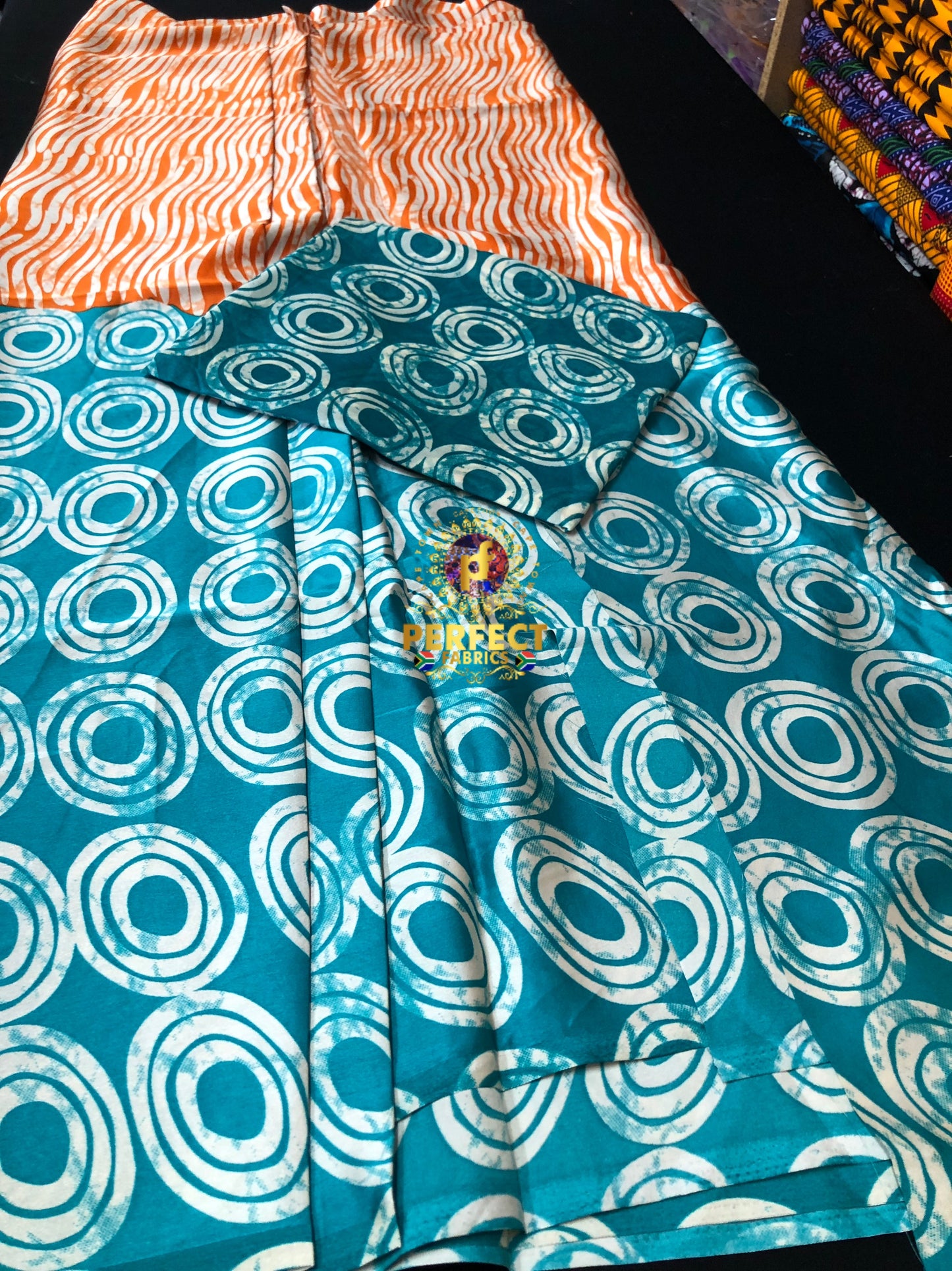 Blue & Orange Adire Silk Set