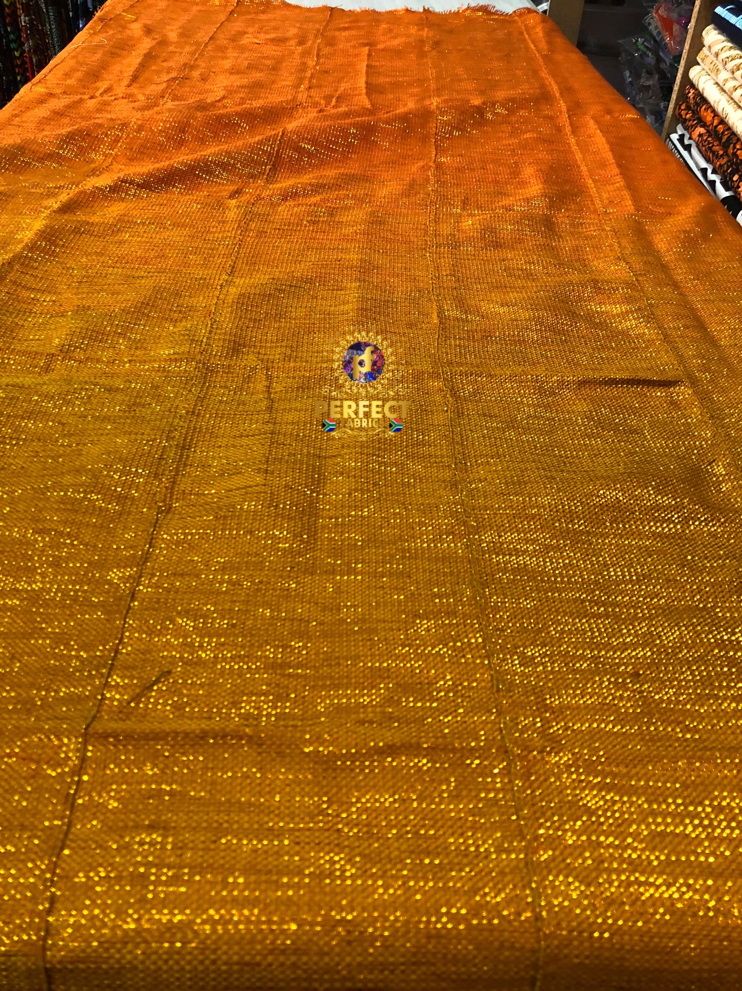 Orange & Gold Ombre Shimmery Plain Ashanti Kente