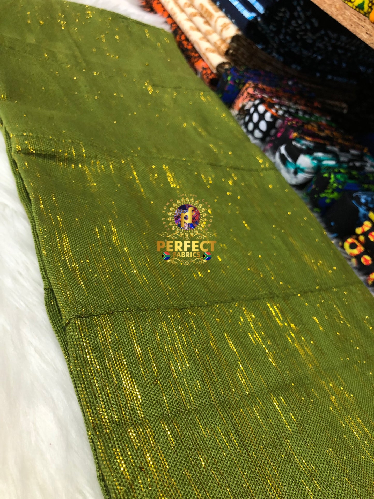 Ashanti - Olive with Gold Shimmery Plain