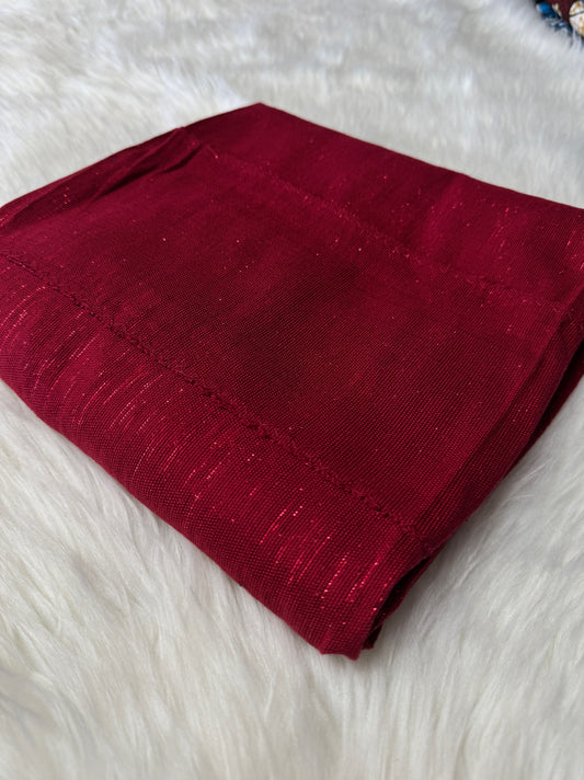 Ashanti- Maroon Shimmery Plain Kente