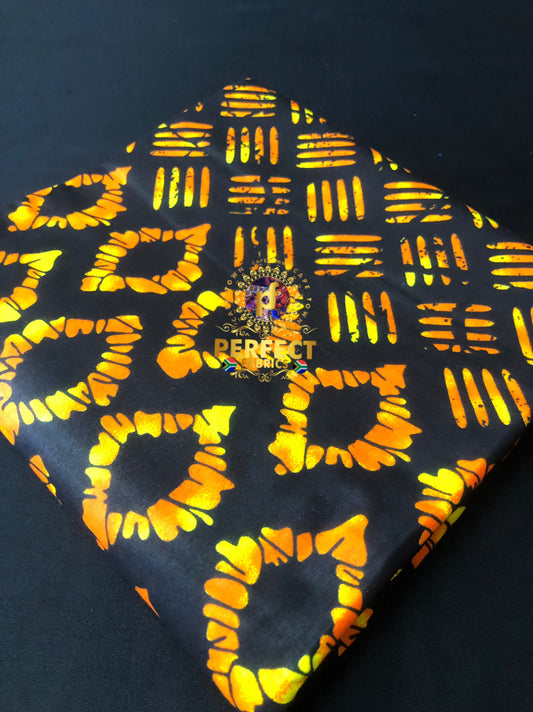 Black & Orange Gold Adire Ankara