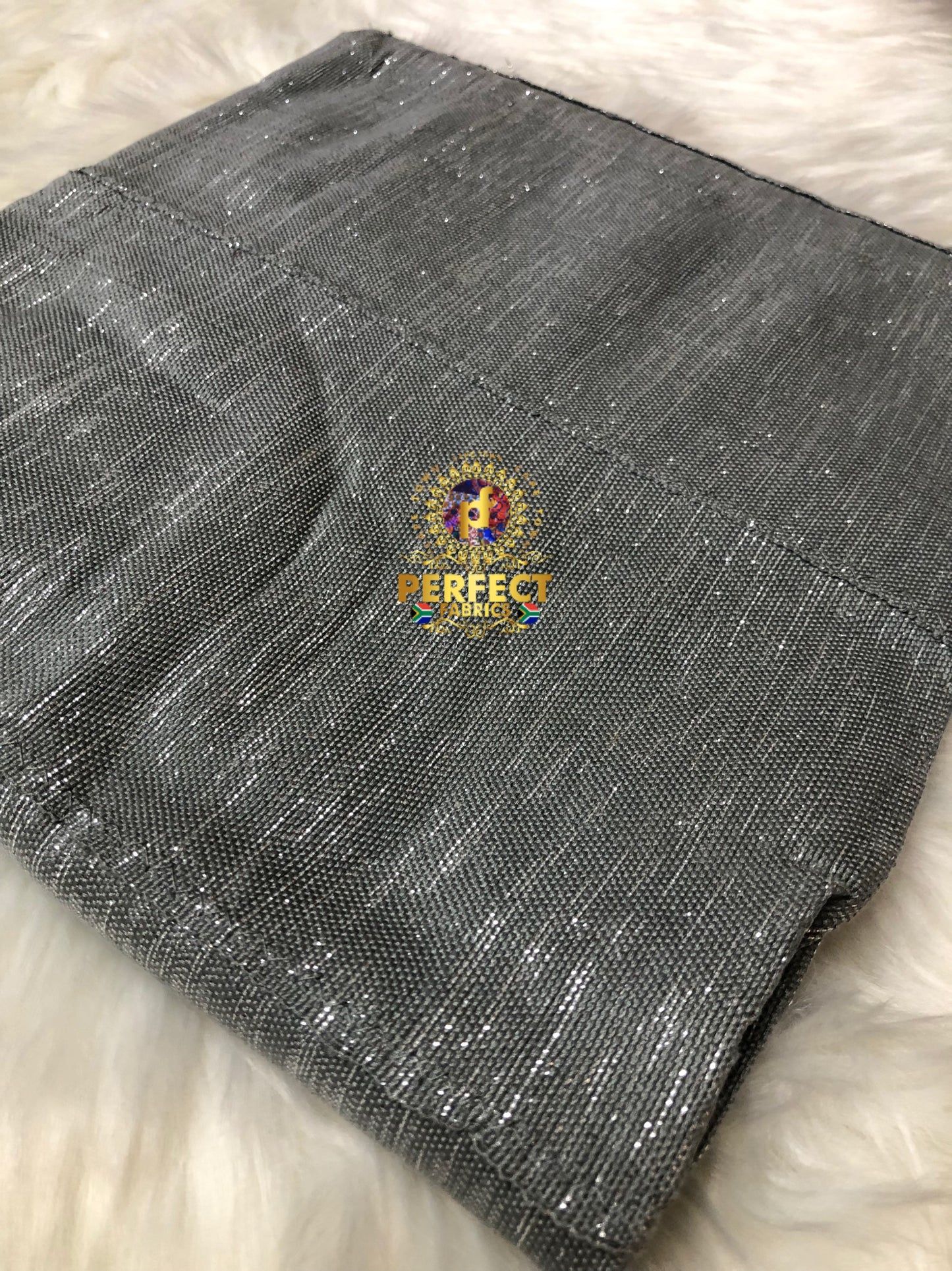 Ashanti- Silver Shimmery Plain Kente