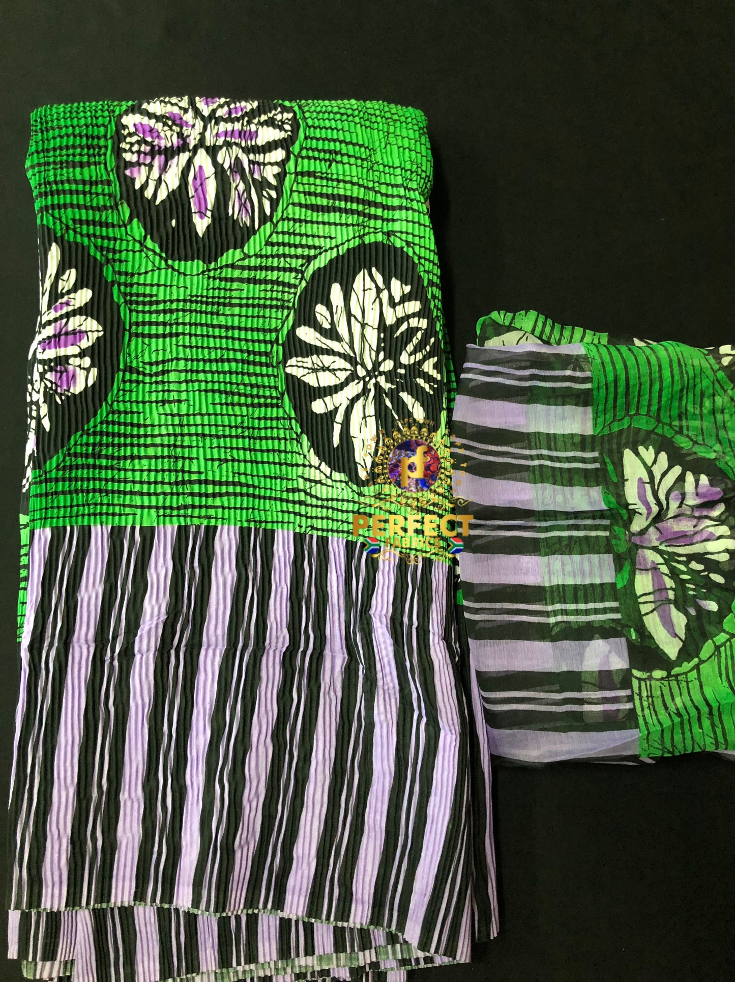 Ankara Pleated Silk & Chiffon Set