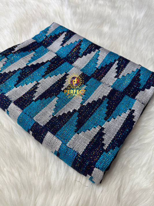 Blue Tones & White Ashanti Kente