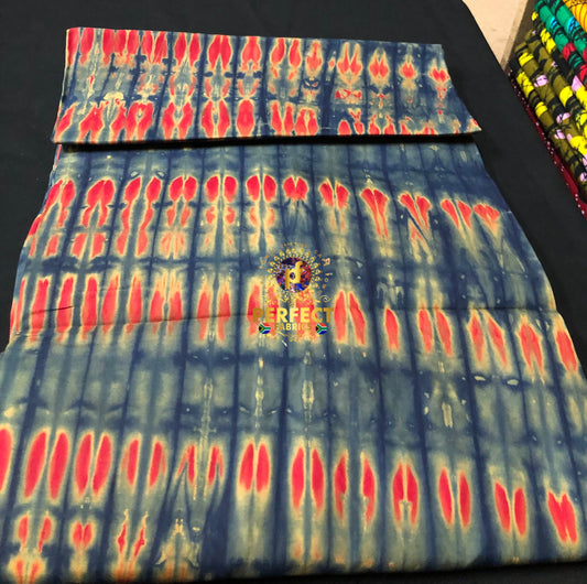 Blue & Red Cotton Adire