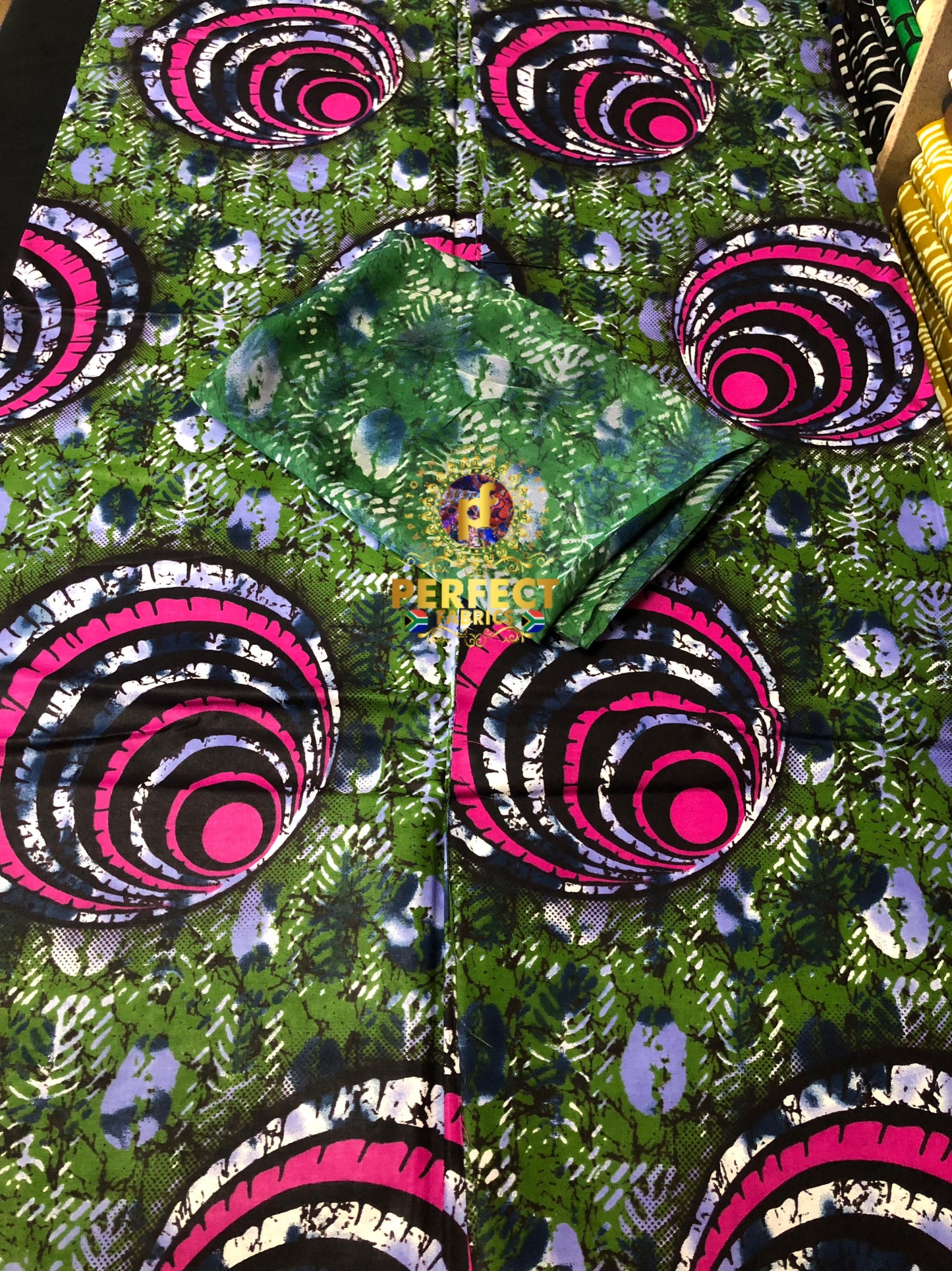 Green & Pink Ankara & Chiffon Set