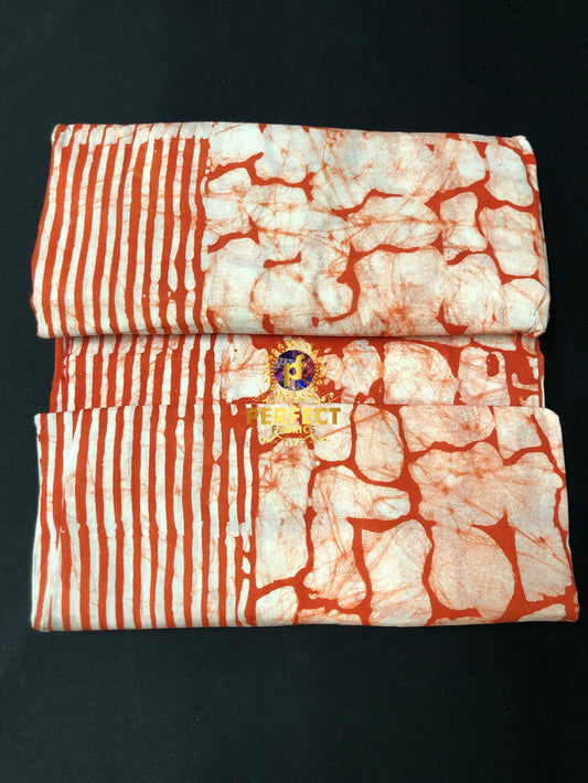 Orange & White Cotton Adire