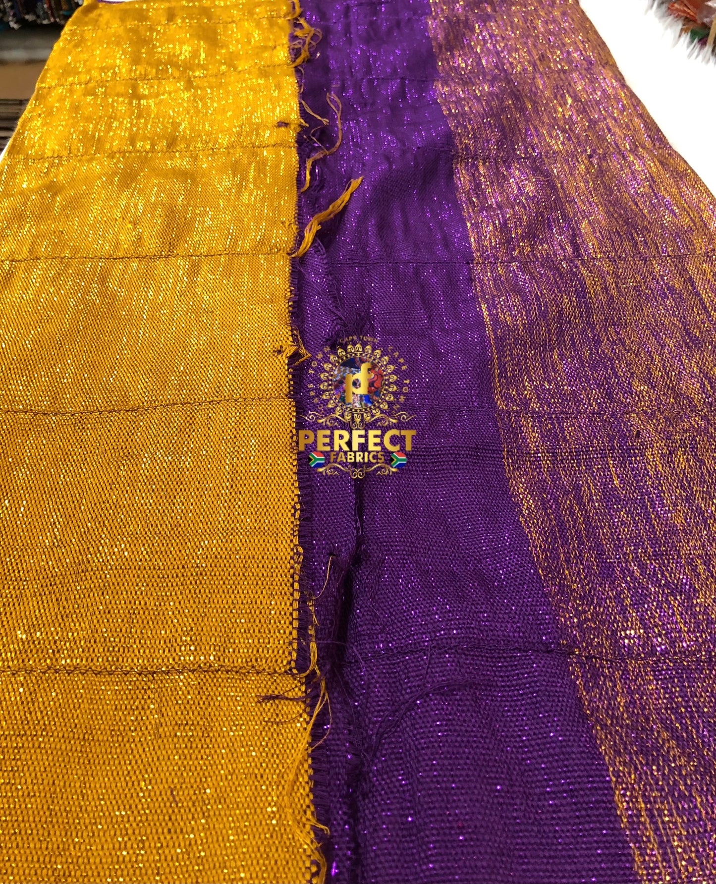 Purple & Gold Ombre Shimmer Plain Kente