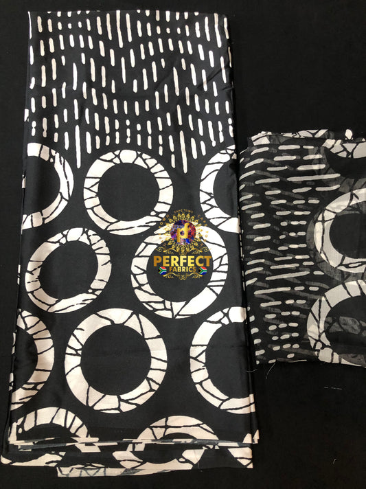 Black & White Adire Silk Set