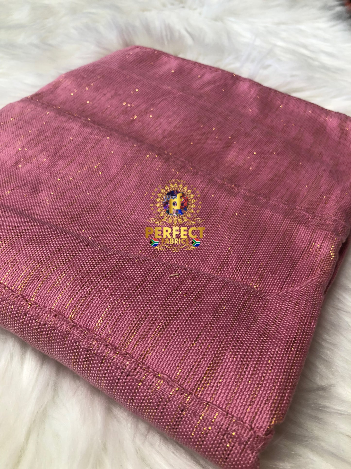 Ashanti- Baby Pink Shimmery Plain Kente