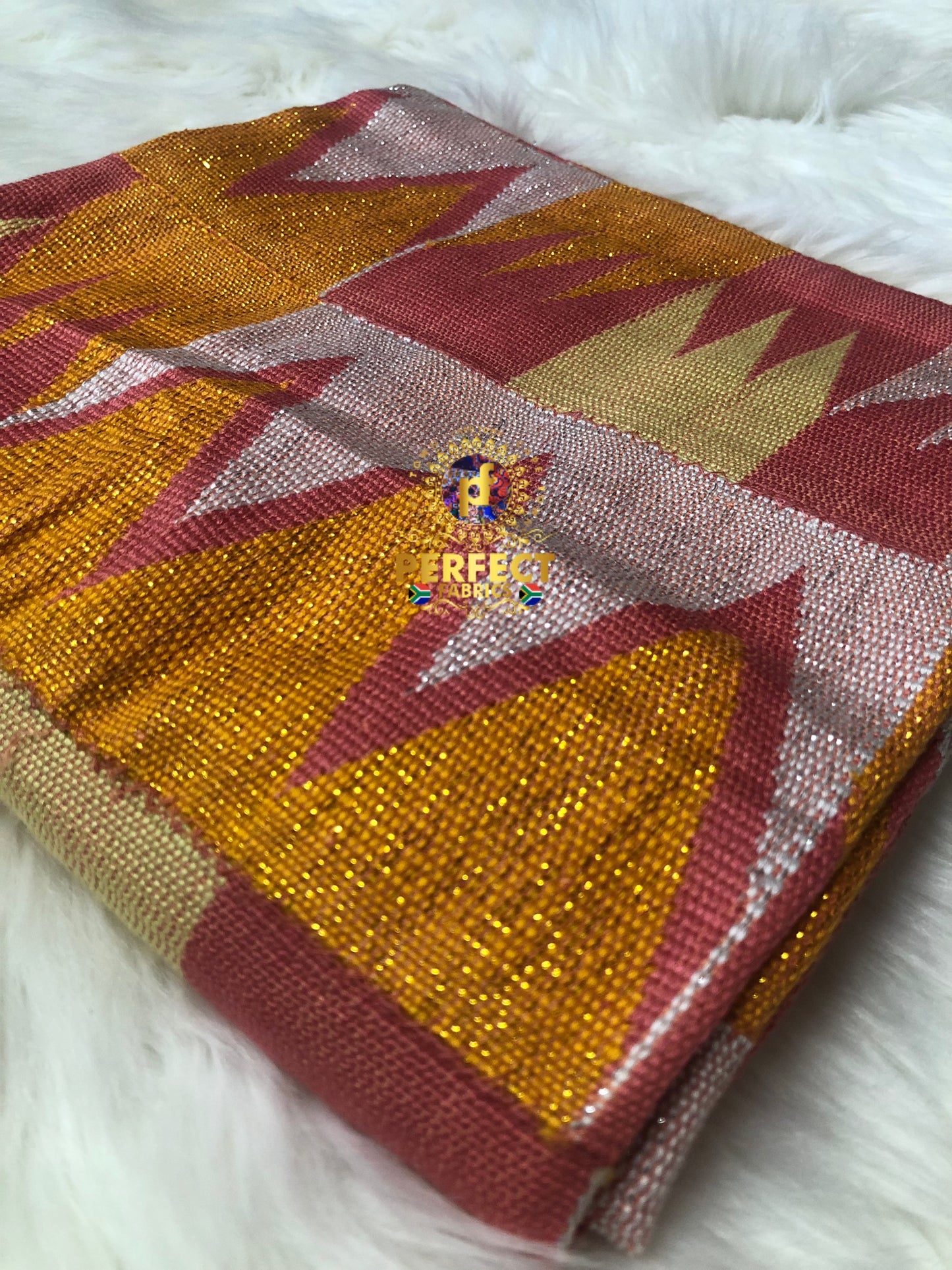 Peach, Gold & Cream Ashanti Kente