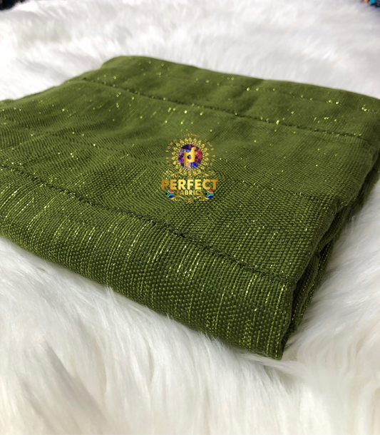 Ashanti - Olive Green Shimmery Plain Kente