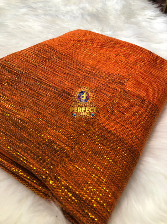 Orange & Brown Ombré Shimmery Plain Kente