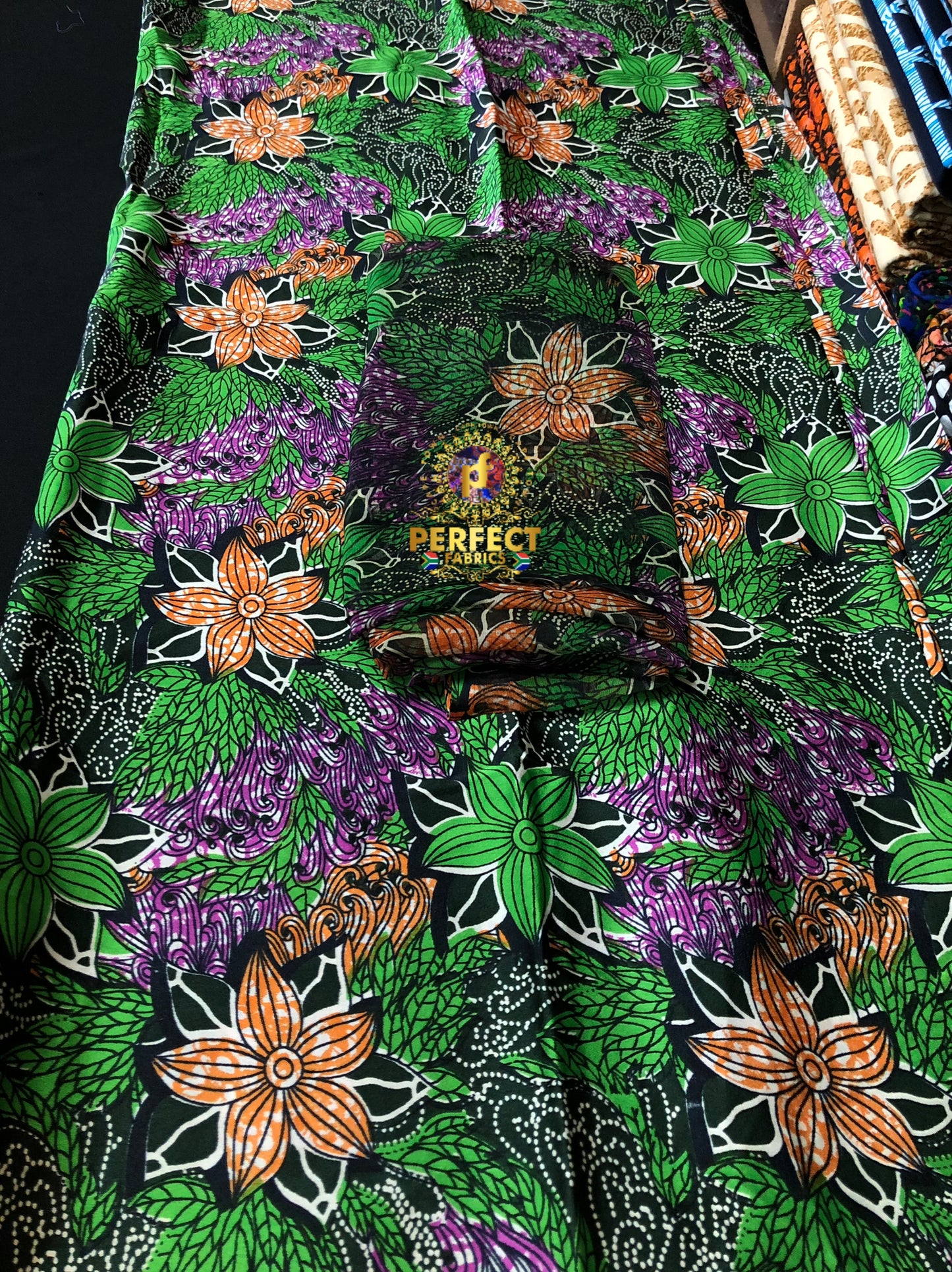 Green & Purple Floral Ankara Silk Set