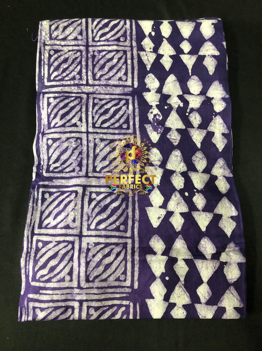 Purple & White Cotton Adire