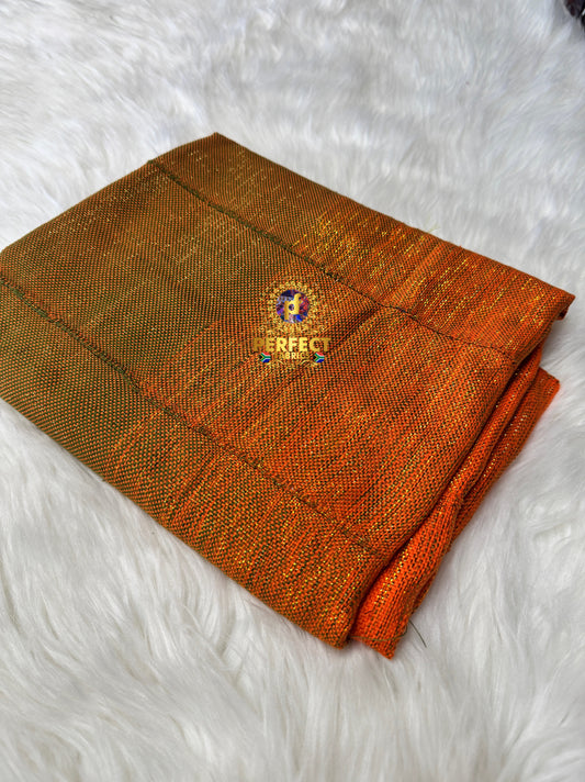 Butter Yellow , Orange & Olive Green Ombre Shimmery Kente