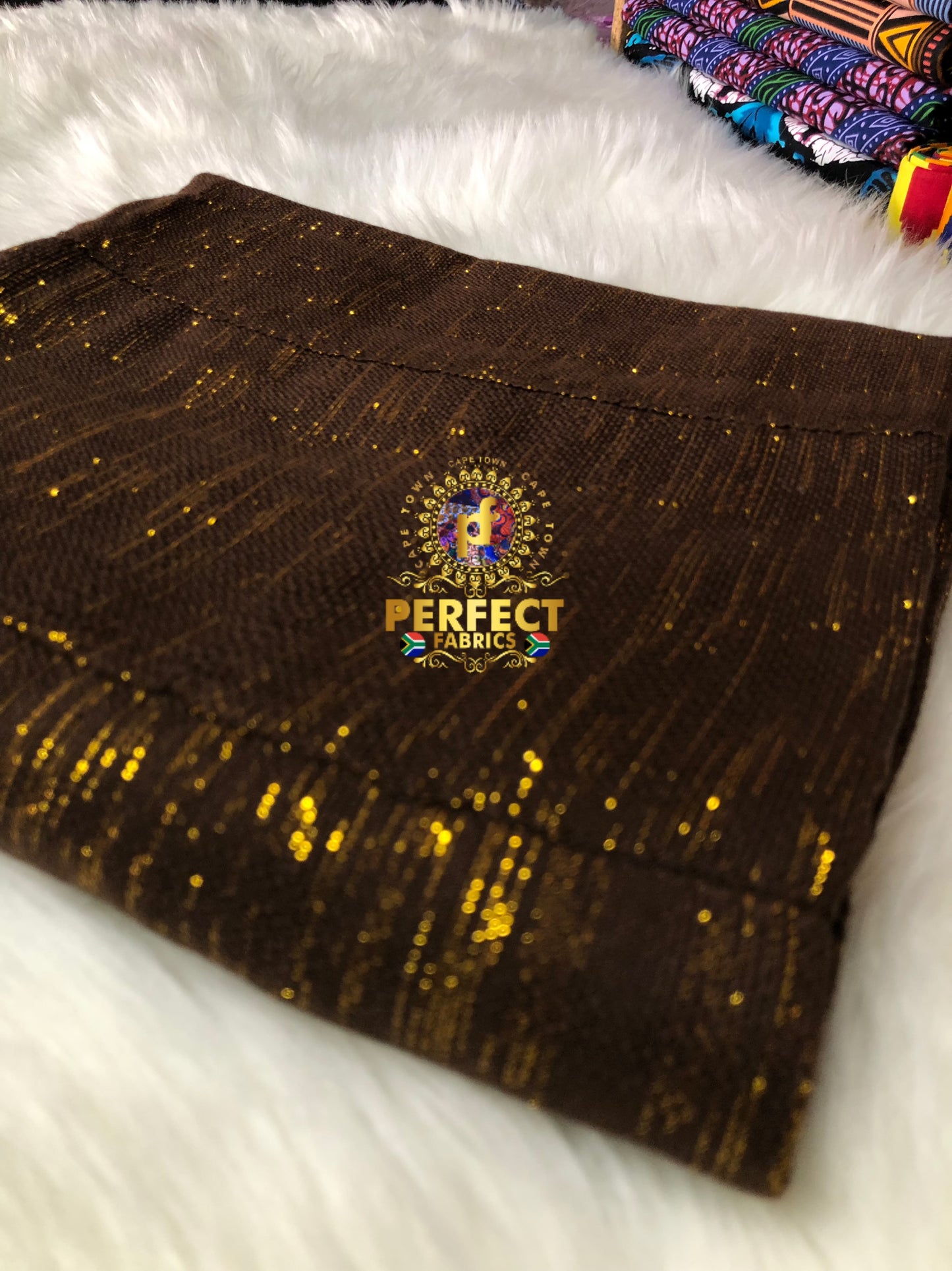 Ashanti- Brown Shimmery Plain Kente