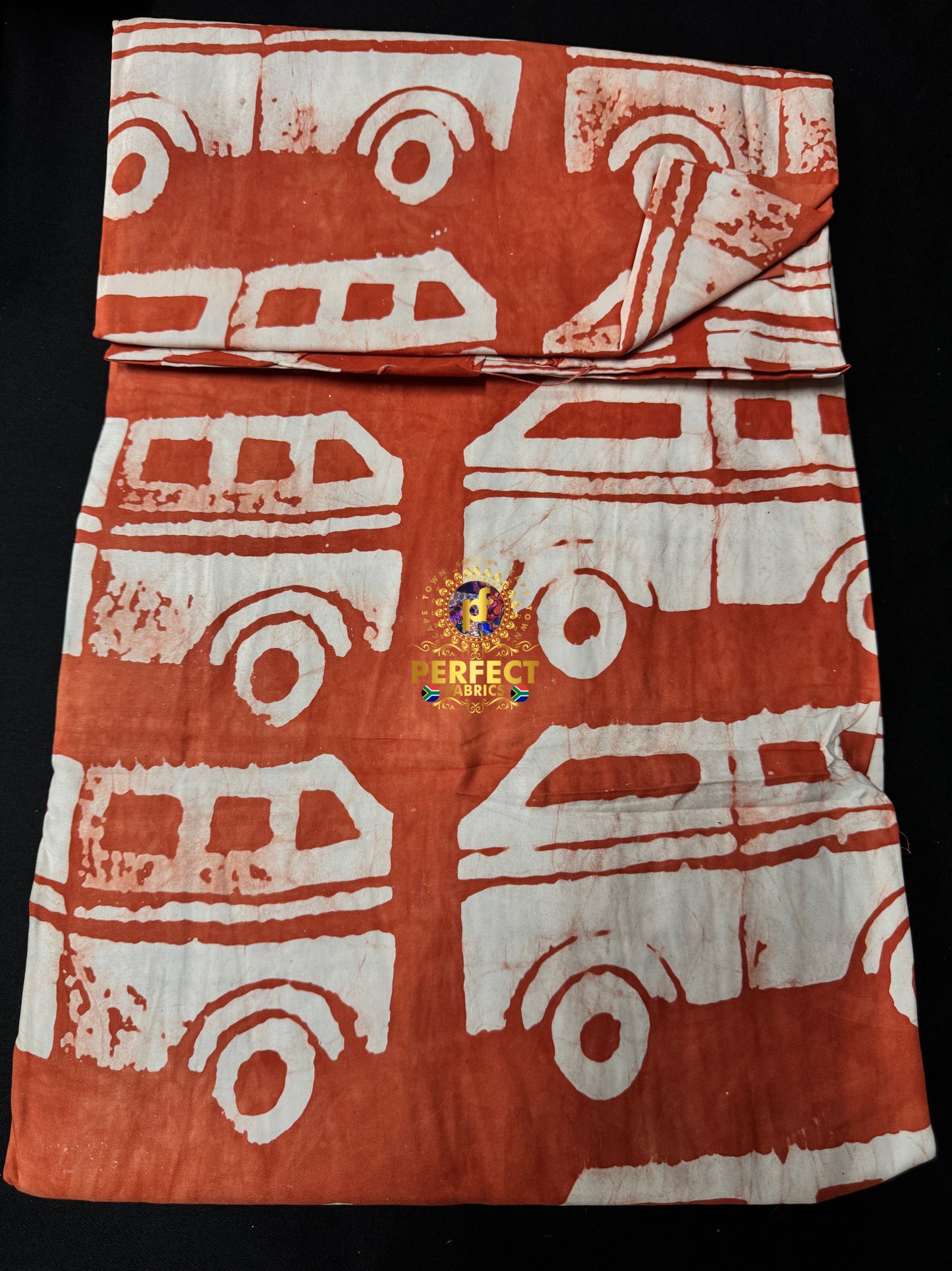 Orange & White Danfo Cotton Adire