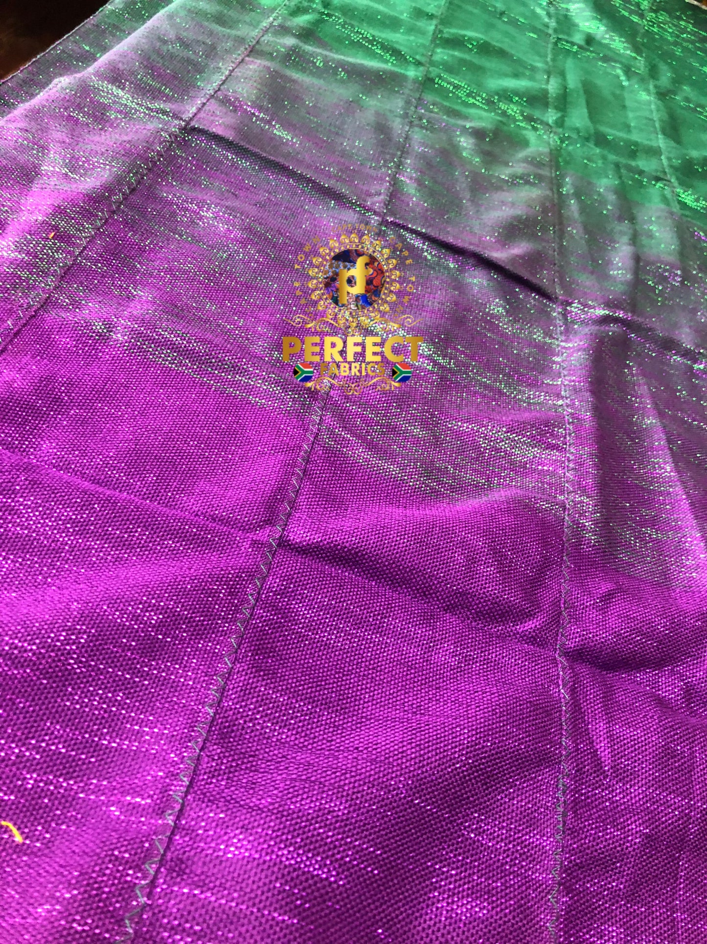 Green & Purple Ombré Shimmery Plain Kente