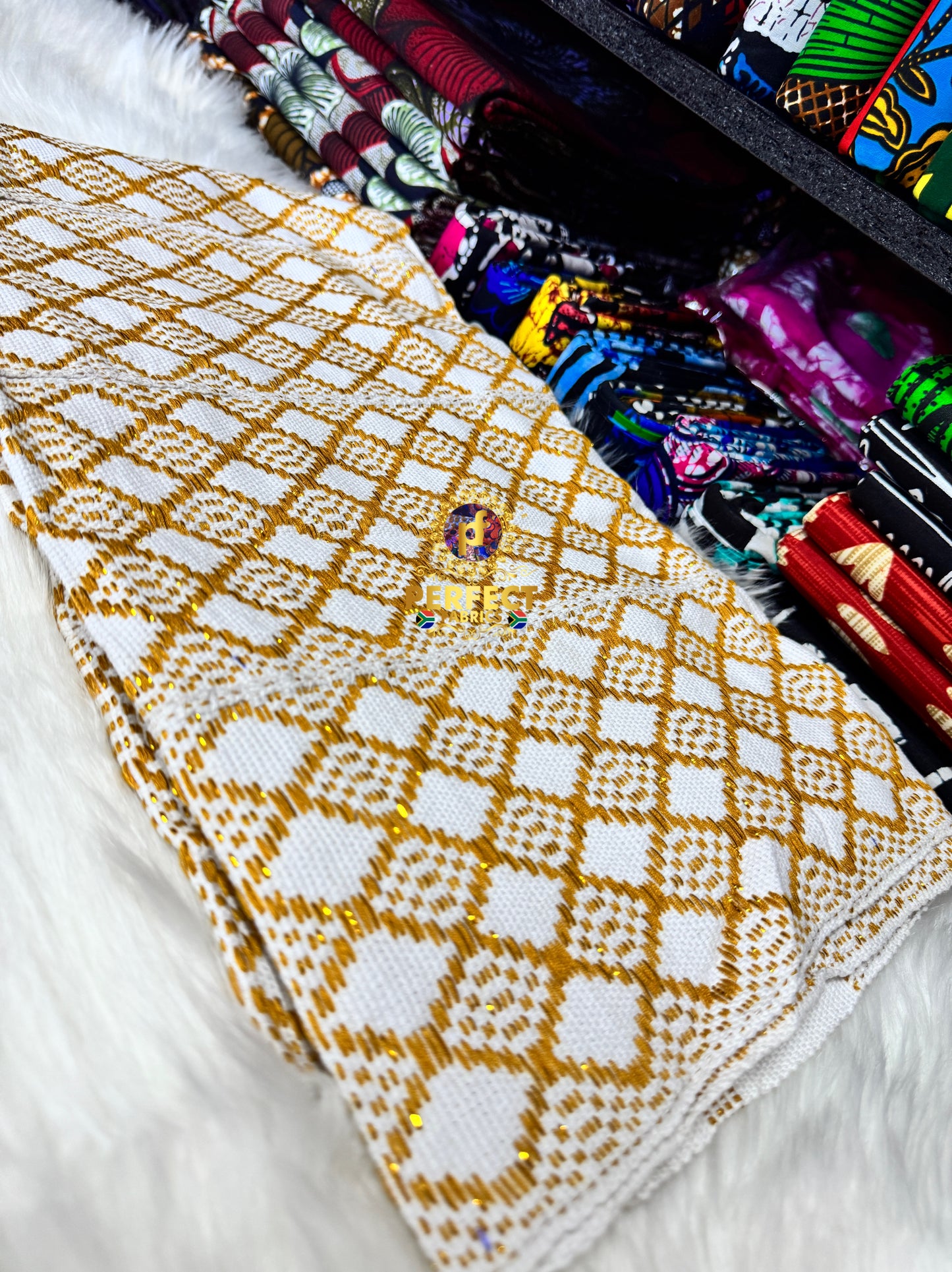White & Gold Ashanti Kente