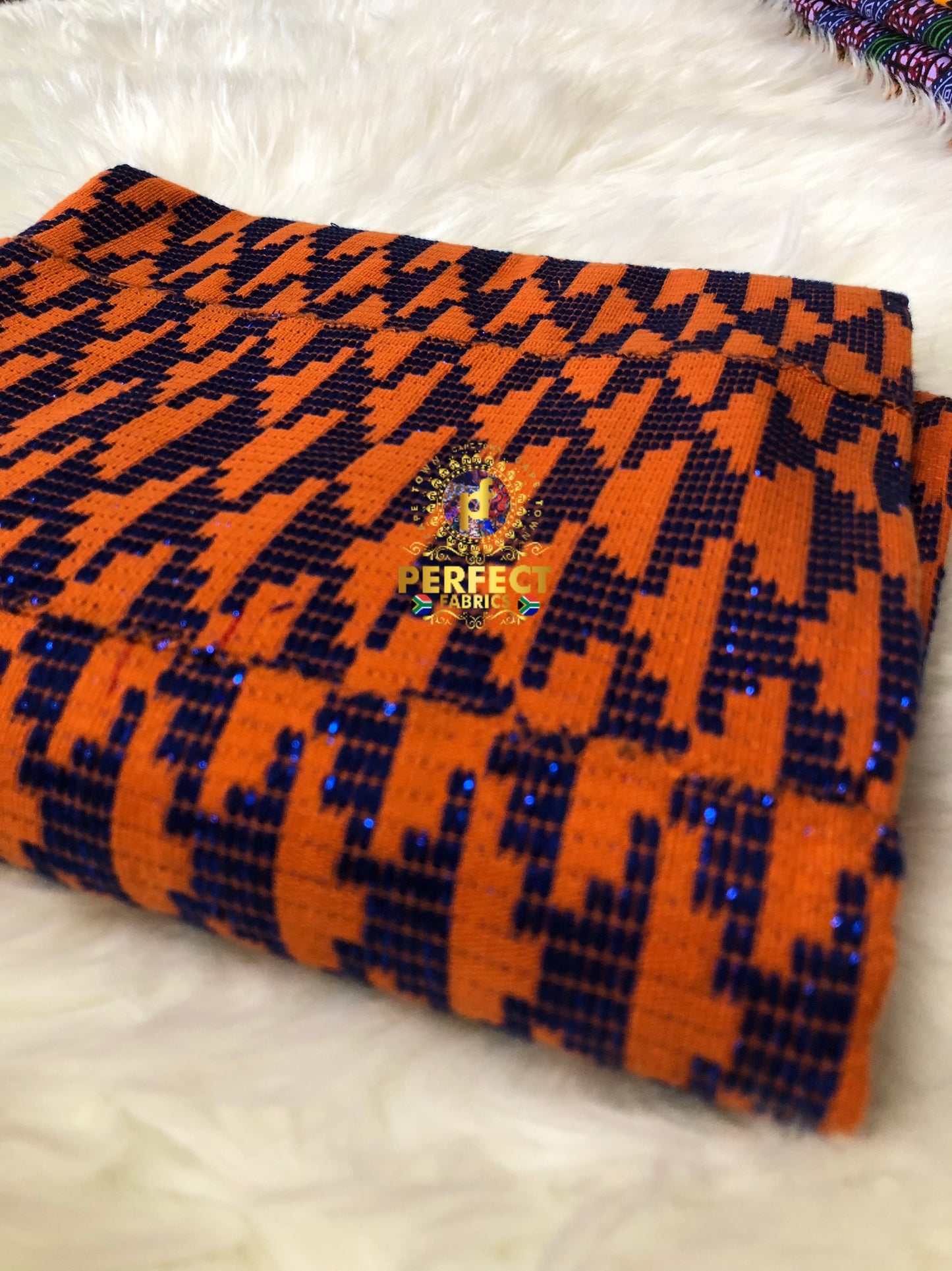 Orange & Blue Ashanti Kente