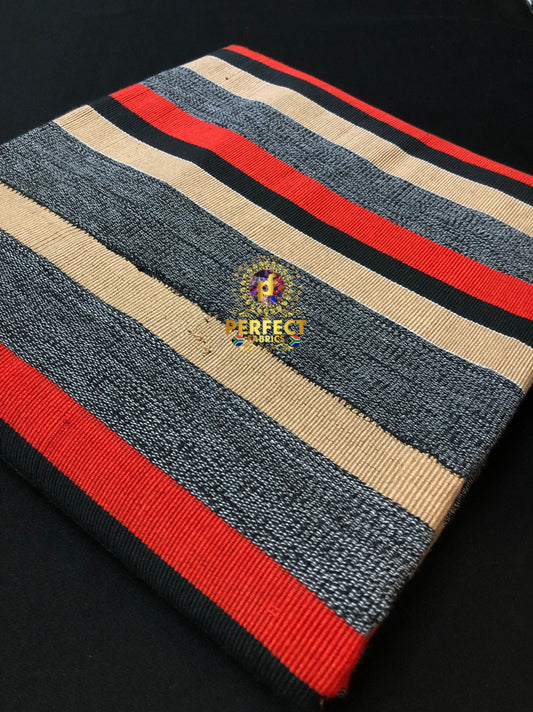 Beige, Red , Black Fugu Kente