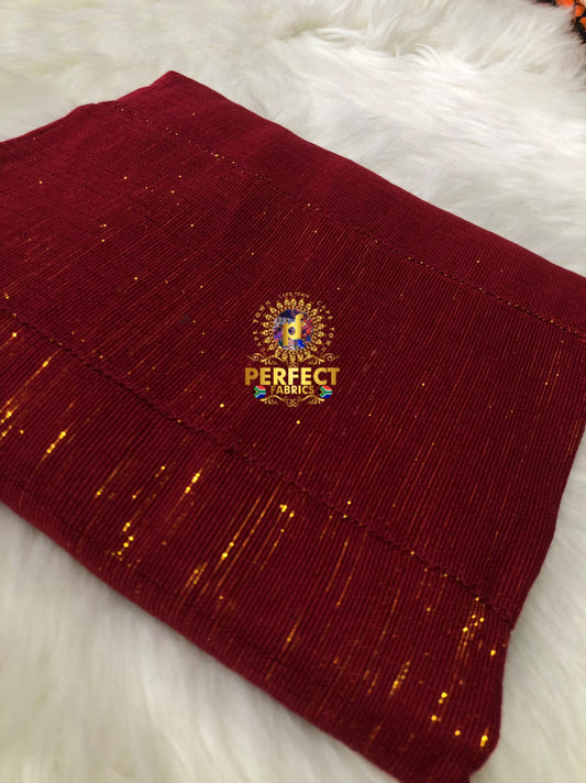 Ashanti- Maroon with Gold Shimmery Plain Kente