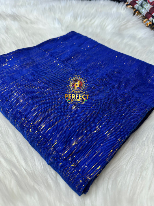 Ashanti- Deep Blue with Gold  Shimmer Plain Kente