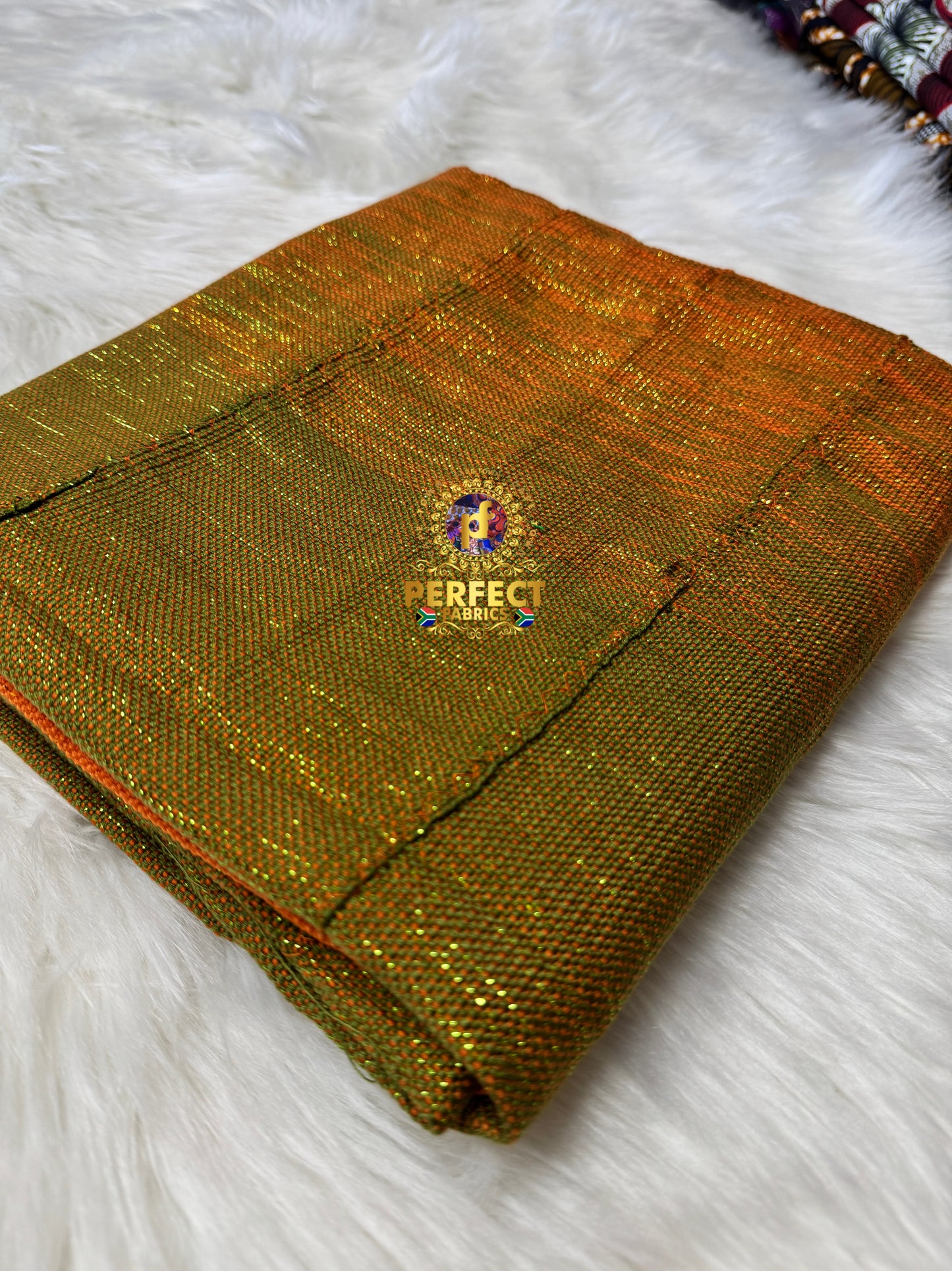 Olive Green, Orange & Peach Ombre Ashanti Kente