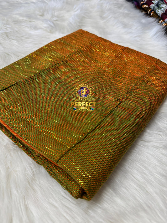 Olive Green, Orange & Peach Ombre Ashanti Kente