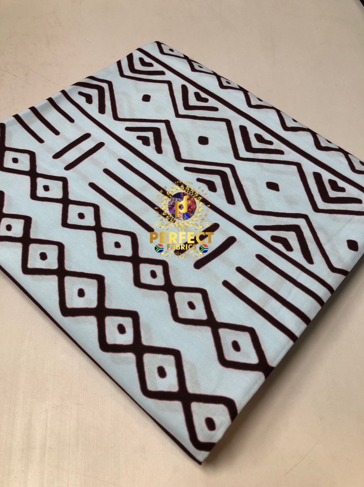Powder Blue Blue & Brown Tribal Ankara