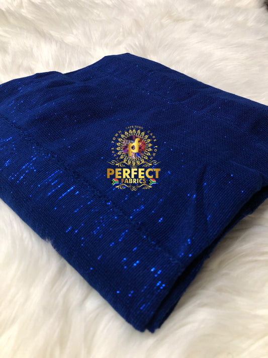 Ashanti- Blue Shimmery Plain Kente