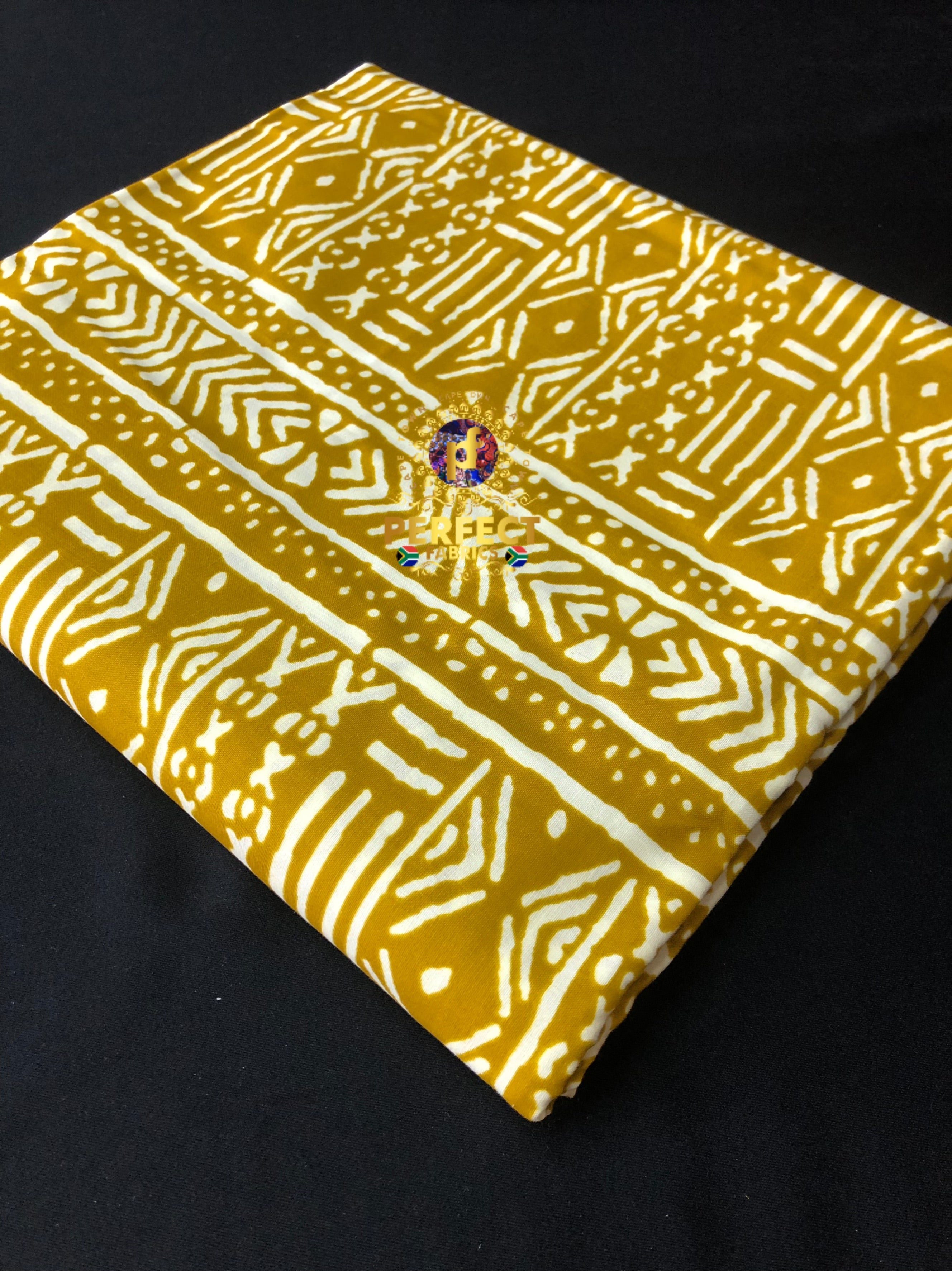 Mustard Bogolan Tribal Ankara – PERFECT FABRICS