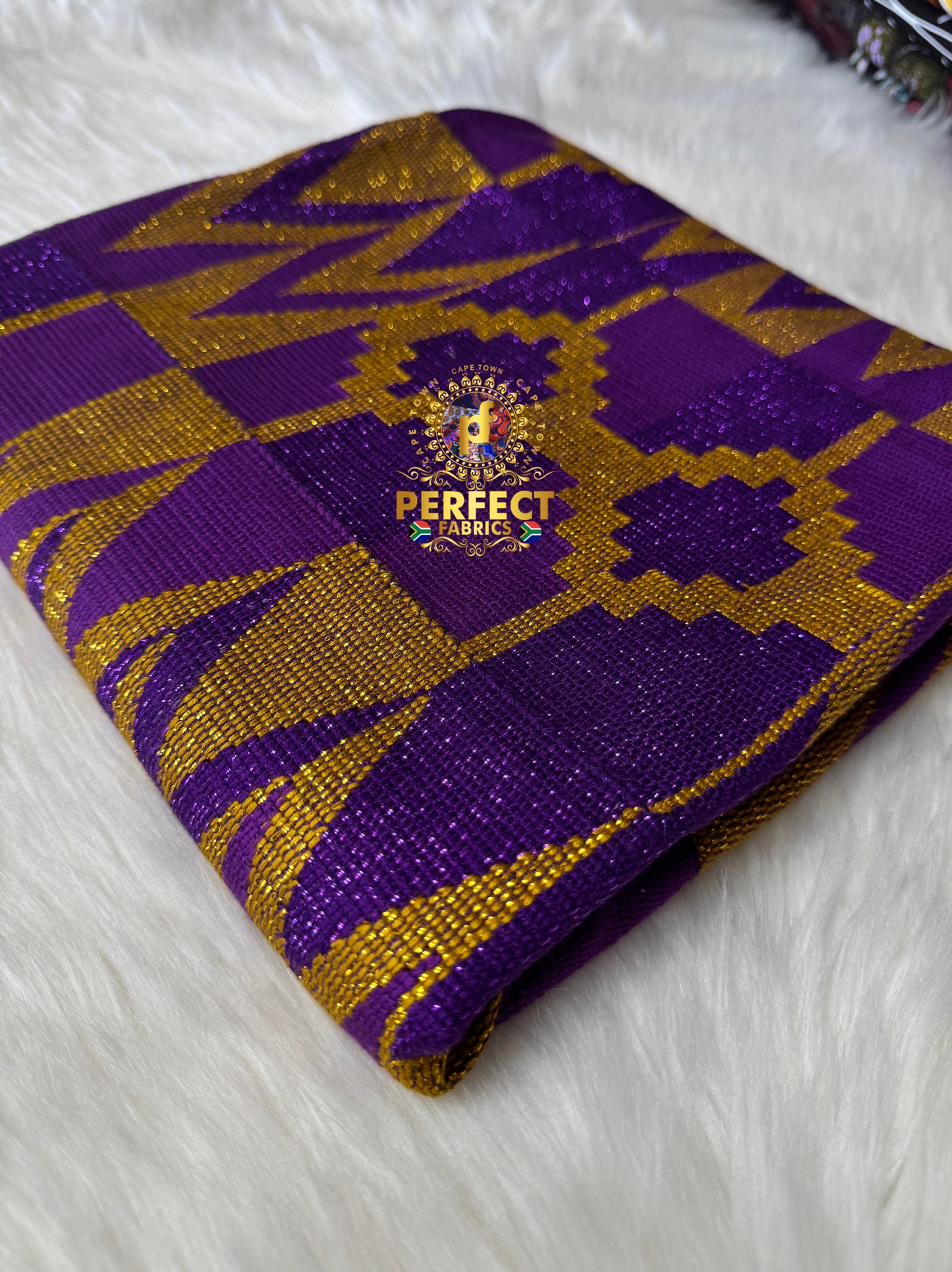 Purple Tones & Gold Ashanti Kente
