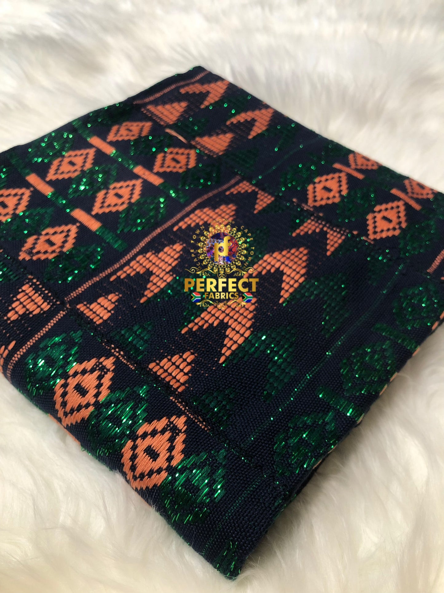 Green & Peach Ashanti Kente