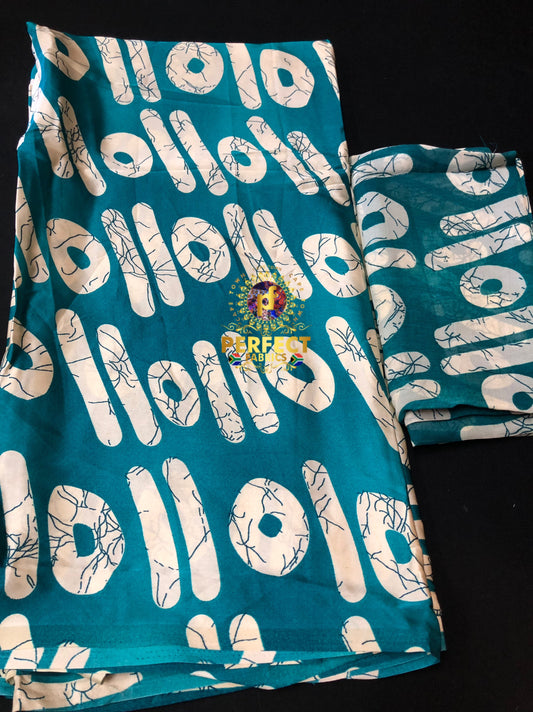 Unique Blue Adire Silk Set