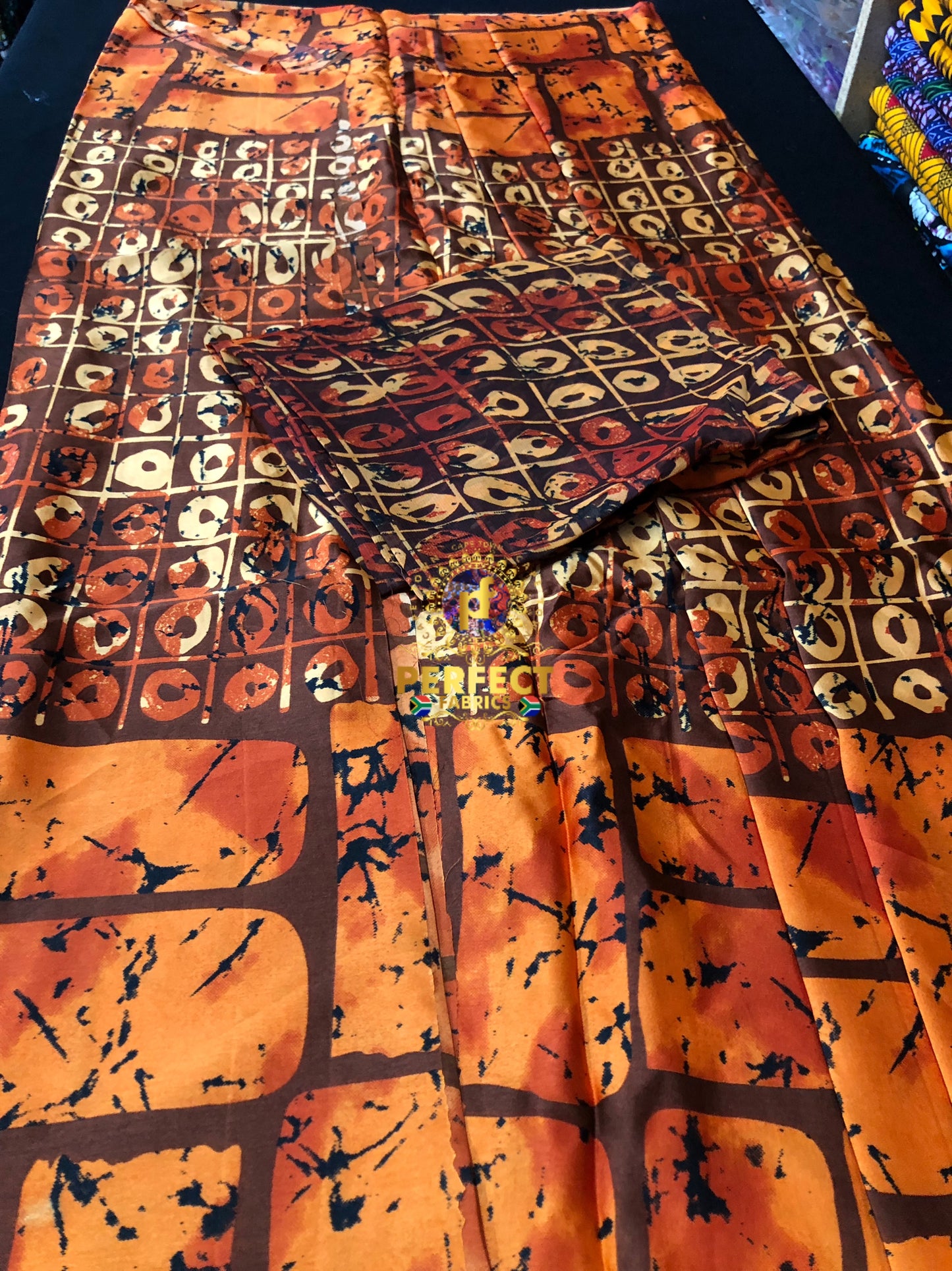 Burnt Orange Adire Silk Set