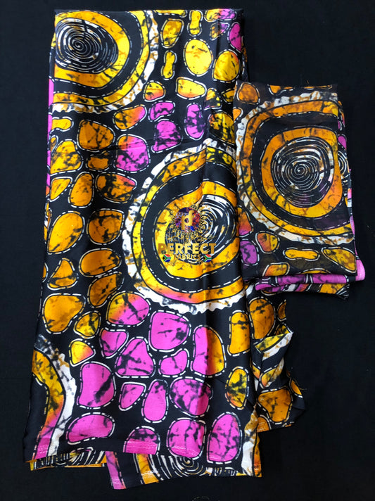 Gold & Pink Adire Silk Set