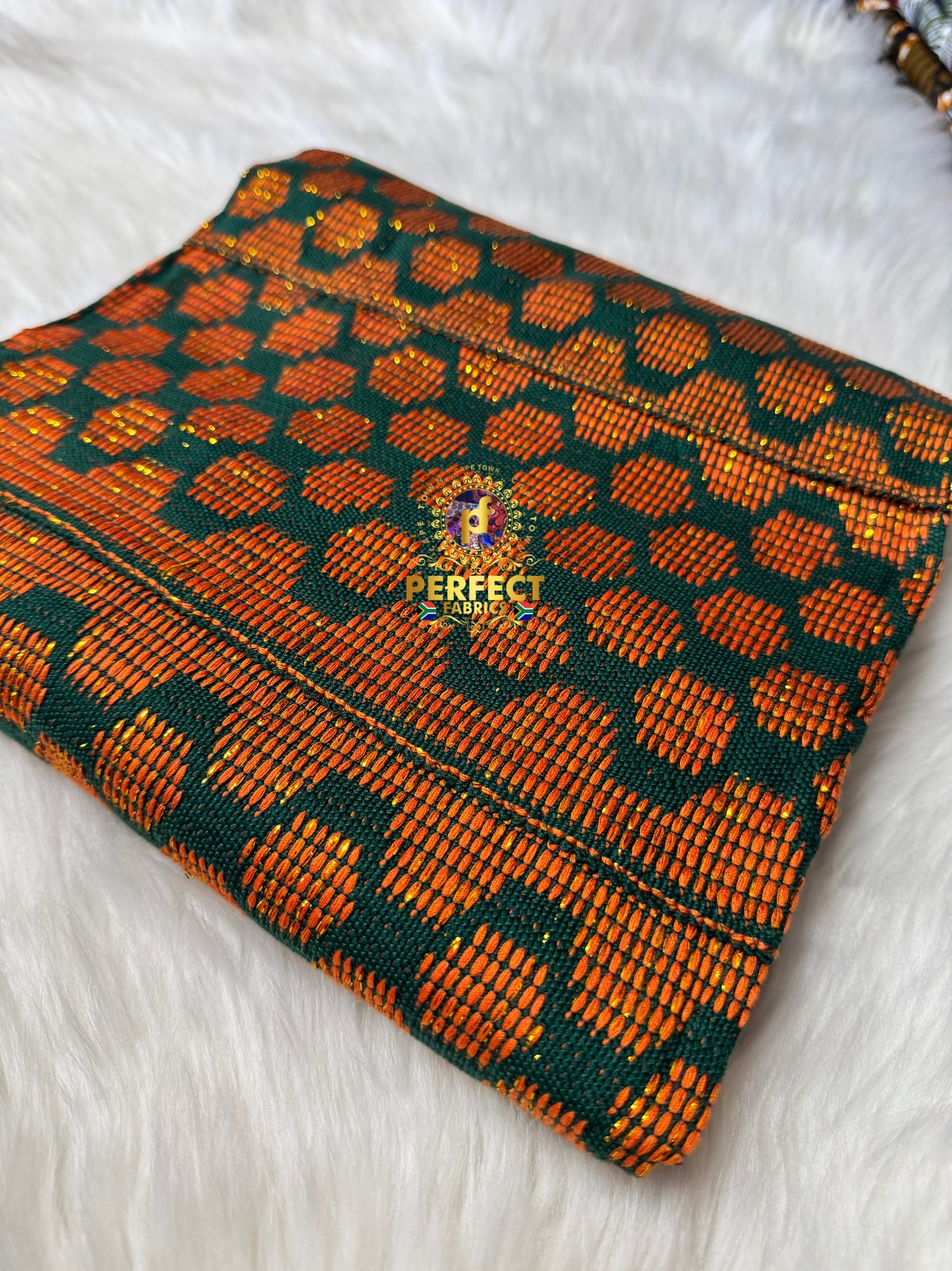 Green & Orange Ashanti Kente