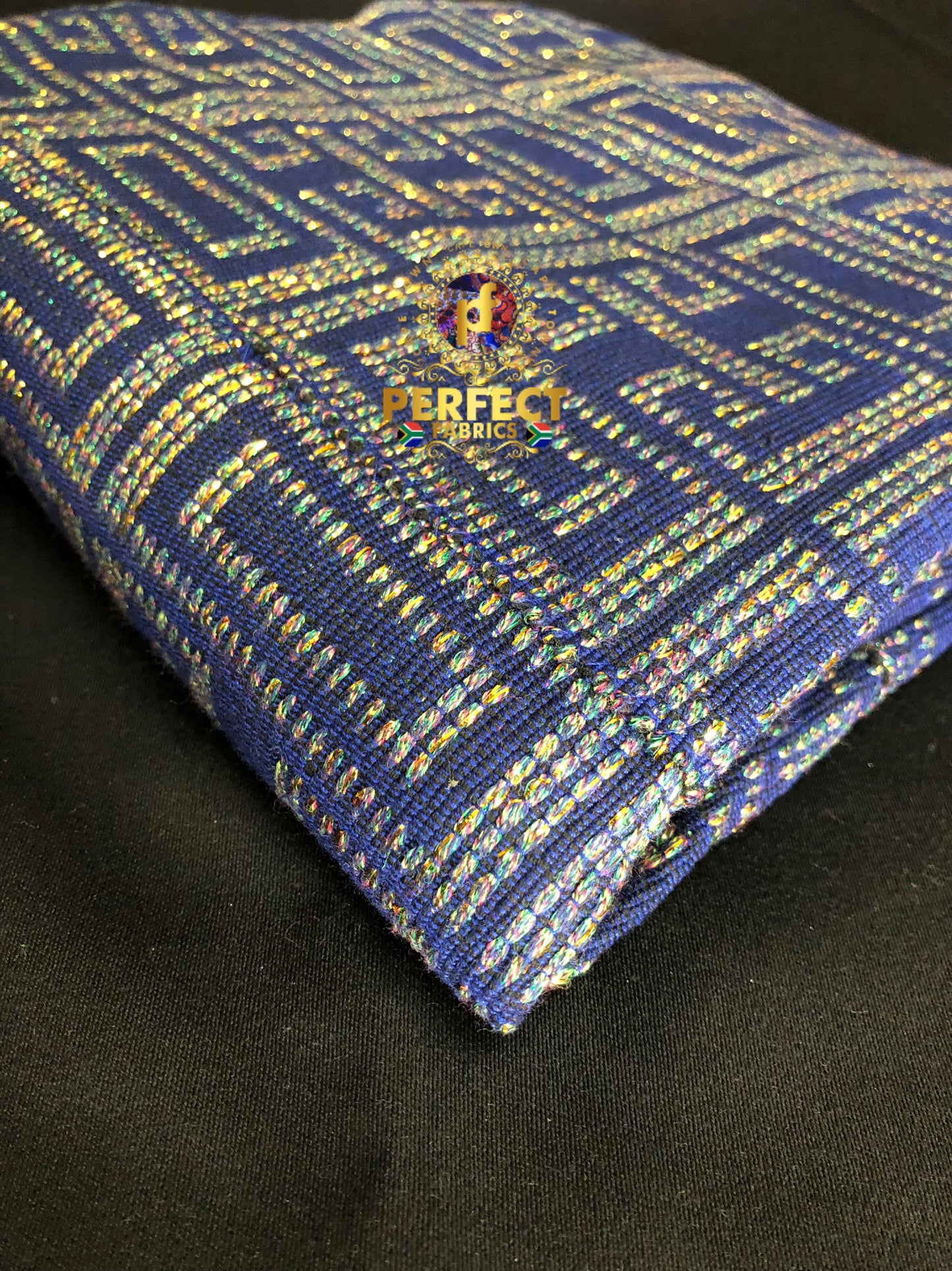 Dark Blue & Gold woven Kente