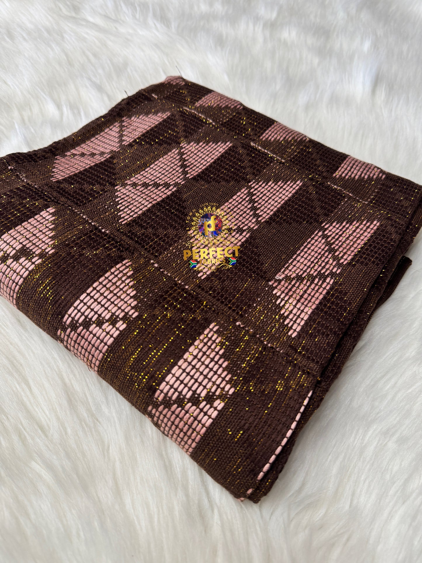 Brown & Peach Ashanti Kente