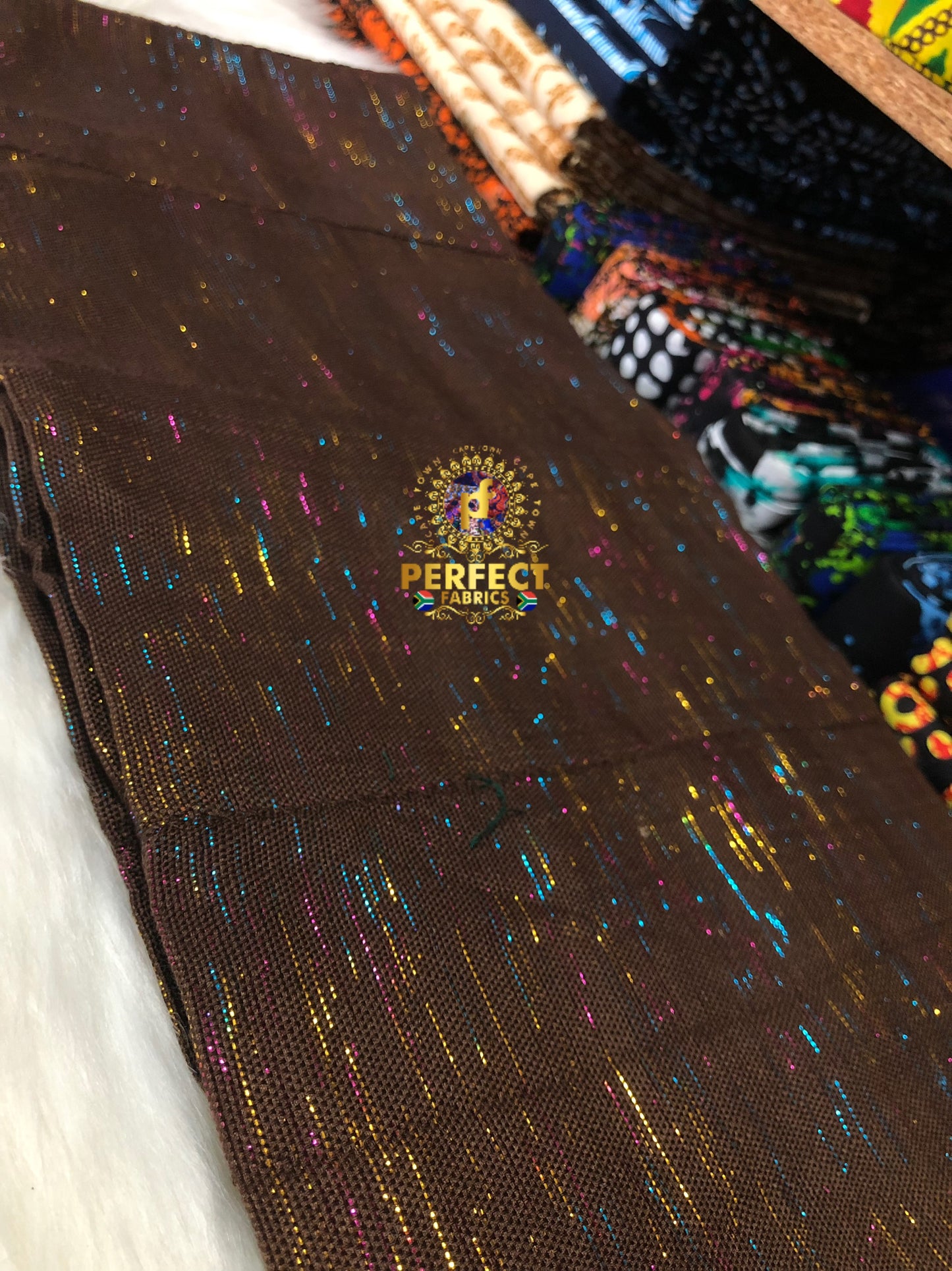Ashanti- Brown with Mixed Shimmery Plain Kente