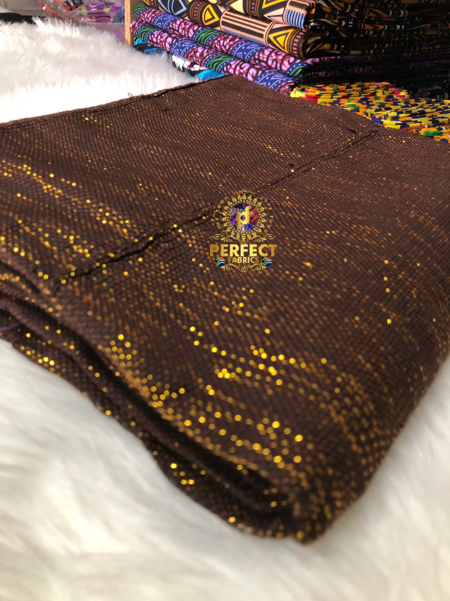 Ashanti- Brown Shimmery Plain Kente
