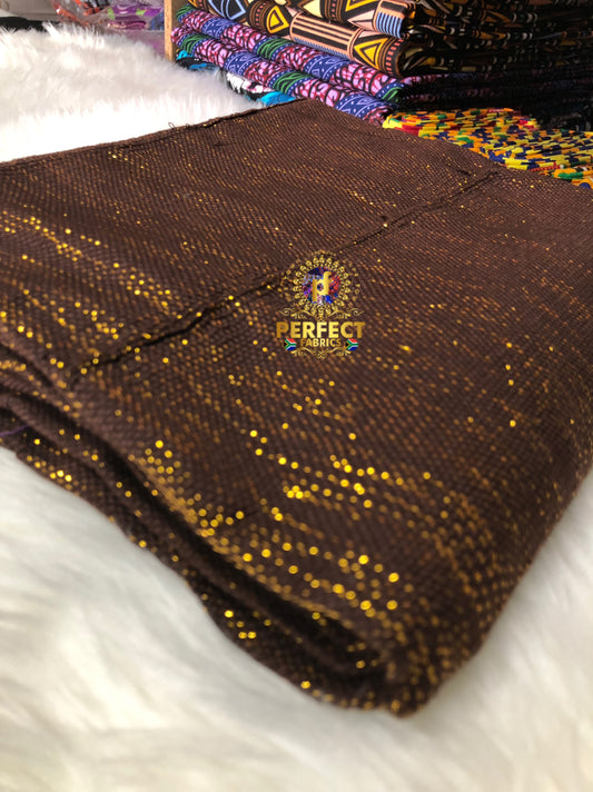 Ashanti- Brown Shimmery Plain Kente