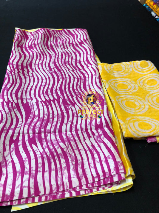 Yellow & Pink Adire Silk Sets