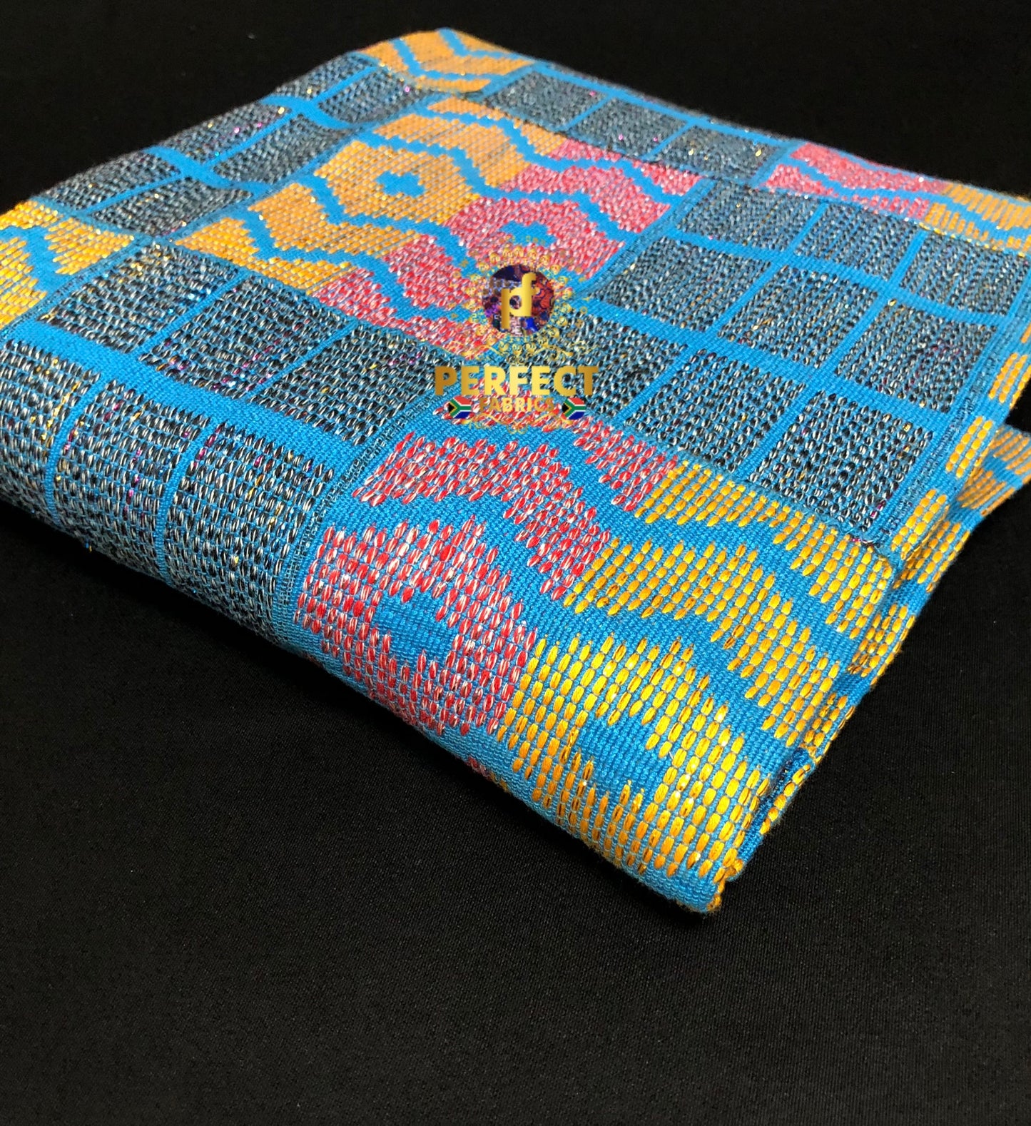 Blue, Pink & Gold Ashanti Kente