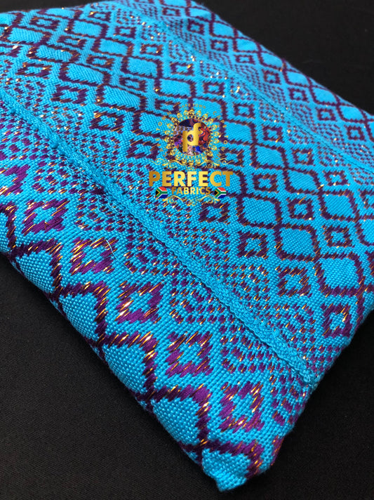 Sky Blue & Purple Ashanti Kente