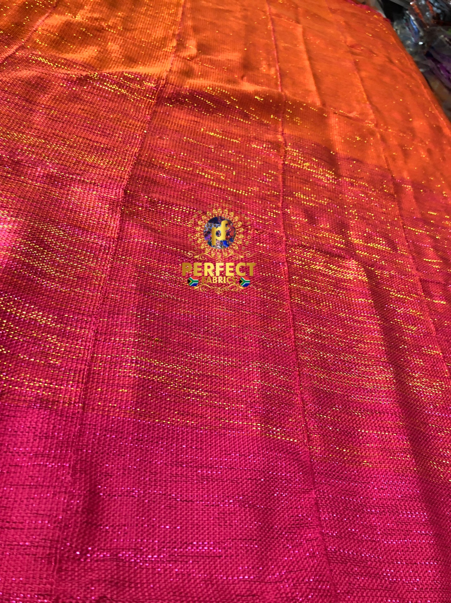 Pink & Orange Ombré Shimmery Plain Kente