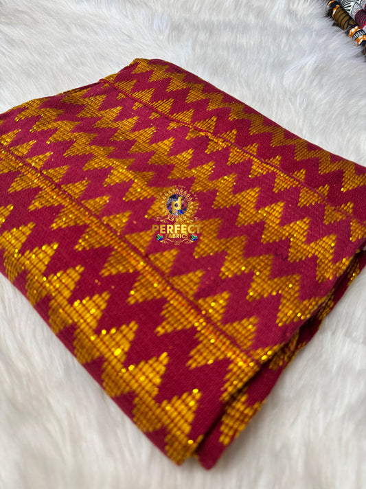 Maroon & Gold Ashanti Kente